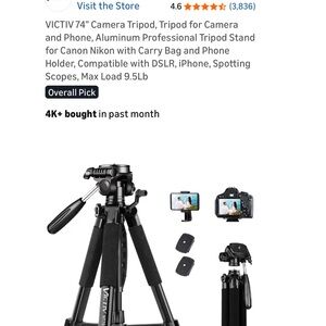 Black Camera Tripod for DSLR and Phone